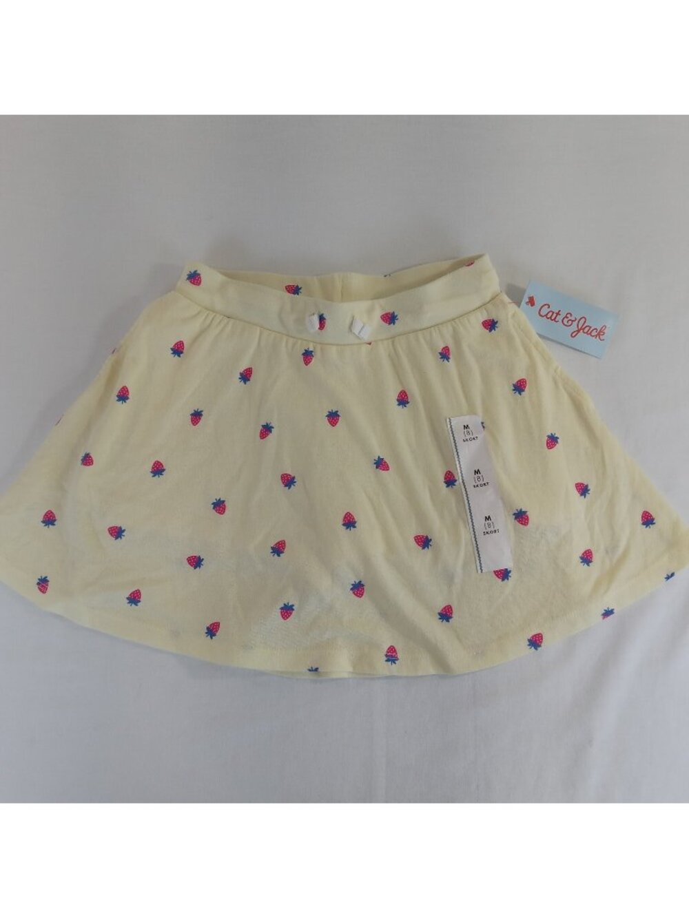 Cat & Jack Girls M 8 Skort Yellow Strawberry Print Elastic Waist Skirt Shorts